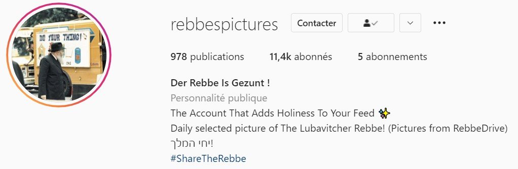 Compte Instagram Rebbespictures - Rabbi de Loubavitch 
